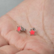 Gümüş Fosforlu Pembe Yıldız Küpe Gümüş Fosforlu Pembe Yıldız Küpe