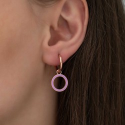 Gümüş Fosforlu Lila Oval Küpe Gümüş Fosforlu Lila Oval Küpe