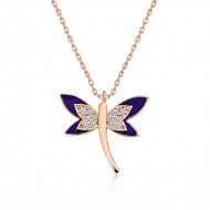 Gümüş Rose Lacivert Yusufçuk Bayan Kolye Gümüş Rose Lacivert Yusufçuk Bayan Kolye