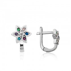 Gümüş Renkli Çiçek Bayan Küpe Gümüş Renkli Çiçek Bayan Küpe