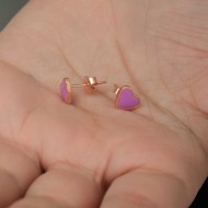 Gümüş Fosforlu Lila Kalp Küpe Gümüş Fosforlu Lila Kalp Küpe