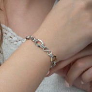 Gümüş Sonsuzluk Detaylı Halka Bileklik Gümüş Sonsuzluk Detaylı Halka Bileklik