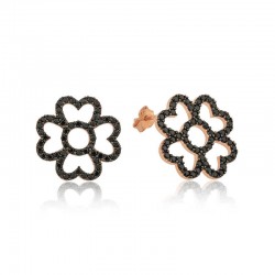 Gümüş Kalp Yapraklı Çiçek Küpe Gümüş Kalp Yapraklı Çiçek Küpe