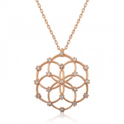 Gümüş Rose Yaşam Çiçeği Kolye