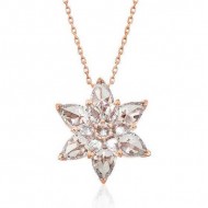 Gümüş Rose Beyaz Lotus Çiçeği Kolye Gümüş Rose Beyaz Lotus Çiçeği Kolye