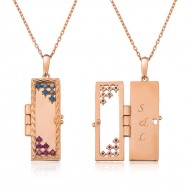 ​Gümüş Rose Kapaklı Kişiye Özel Kolye