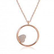 Gümüş Rose Kalp Detaylı Halka Kolye Gümüş Rose Kalp Detaylı Halka Kolye