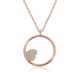 Gümüş Rose Kalp Detaylı Halka Kolye Gümüş Rose Kalp Detaylı Halka Kolye