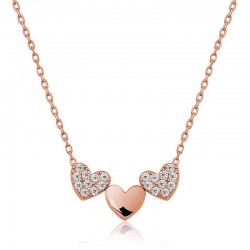 Gümüş Rose Üç Kalp Bayan Kolye Gümüş Rose Üç Kalp Bayan Kolye