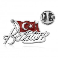 Gümüş Türk Bayrağı Kemal Atatürk İmzalı Rozet Gümüş Türk Bayrağı Kemal Atatürk İmzalı Rozet