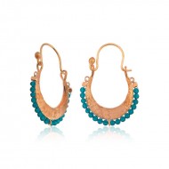 Gümüş Turkuaz Taşlı Bohem Küpe Gümüş Turkuaz Taşlı Bohem Küpe