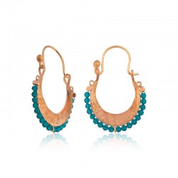 Gümüş Turkuaz Taşlı Bohem Küpe Gümüş Turkuaz Taşlı Bohem Küpe