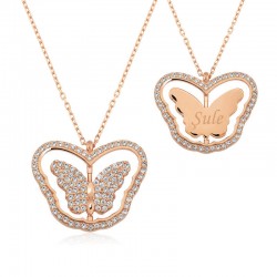 Gümüş Kişiye Özel Kelebek Kolye Gümüş Kişiye Özel Kelebek Kolye