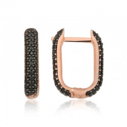 Gümüş Çift Taraflı SiyahTaşlı J Bayan Küpe Gümüş Çift Taraflı SiyahTaşlı J Bayan Küpe