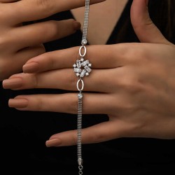 Gümüş Baget Taşlı Bayan Bileklik Gümüş Baget Taşlı Bayan Bileklik