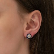 Gümüş Çift Taraflı Nazarlı Bayan Küpe Gümüş Çift Taraflı Nazarlı Bayan Küpe