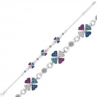 Gümüş Yonca Renkli Bayan Bileklik Gümüş Yonca Renkli Bayan Bileklik