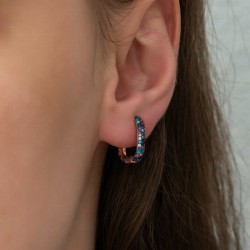 Gümüş Çift Taraflı Mix Taşlı J Bayan Küpe Gümüş Çift Taraflı Mix Taşlı J Bayan Küpe