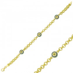 Gümüş Gold Sosyete Gözlü Zincir Bileklik Gümüş Gold Sosyete Gözlü Zincir Bileklik