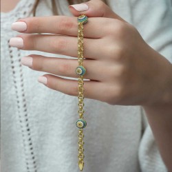 Gümüş Gold Sosyete Gözlü Zincir Bileklik Gümüş Gold Sosyete Gözlü Zincir Bileklik