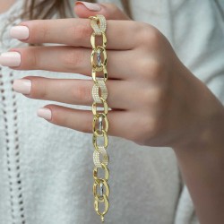 ​Gümüş İki Renkli Taşlı  Hallow Bileklik