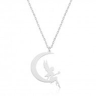 Gümüş Ayda Oturan Su Perisi Bayan Kolye Gümüş Ayda Oturan Su Perisi Bayan Kolye