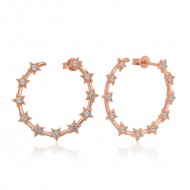 Gümüş Yıldızlı Halka Rose Bayan Küpe Gümüş Yıldızlı Halka Rose Bayan Küpe