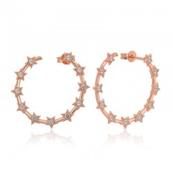 Gümüş Yıldızlı Halka Rose Bayan Küpe Gümüş Yıldızlı Halka Rose Bayan Küpe