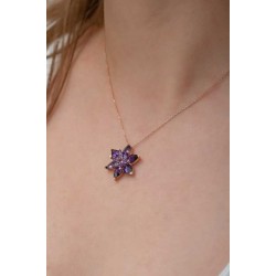 Gümüş Rose Mor Lotus Çiçeği Kolye Gümüş Rose Mor Lotus Çiçeği Kolye