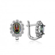 Gümüş Mistik Topaz Çiçek Desenli J Bayan Küpe Gümüş Mistik Topaz Çiçek Desenli J Bayan Küpe