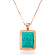 Gümüş Firuze Taşlı Kare Bayan Kolye Gümüş Firuze Taşlı Kare Bayan Kolye