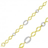 Gümüş İki Renkli Taşlı  Hallow Bileklik Gümüş İki Renkli Taşlı  Hallow Bileklik