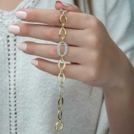 Gümüş İki Renkli Taşlı  Hallow Bileklik Gümüş İki Renkli Taşlı  Hallow Bileklik