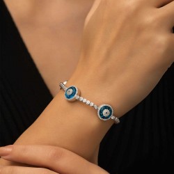 Gümüş Camgöz Üçlü Suyolu Nazar Bileklik Gümüş Camgöz Üçlü Suyolu Nazar Bileklik