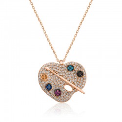 Gümüş Rose Ressam Paleti Bayan Kolye Gümüş Rose Ressam Paleti Bayan Kolye