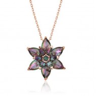 Gümüş Mistik Topaz Lotus Çiçeği Kolye Gümüş Mistik Topaz Lotus Çiçeği Kolye