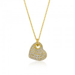 Gümüş Gold Kalp Bayan Kolye Gümüş Gold Kalp Bayan Kolye