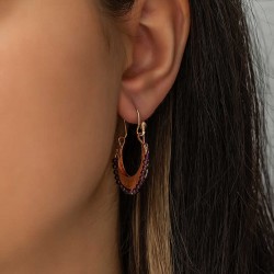 Gümüş Bordo Taşlı Bohem Küpe Gümüş Bordo Taşlı Bohem Küpe