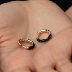 Gümüş Siyah Halka Küpe Gümüş Siyah Halka Küpe