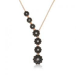 Gümüş Rose Sıralı Çiçekler Kolye Gümüş Rose Sıralı Çiçekler Kolye