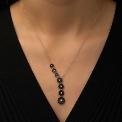 Gümüş Rose Sıralı Çiçekler Kolye Gümüş Rose Sıralı Çiçekler Kolye