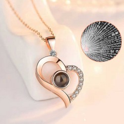 Gümüş Rose 100 Dilde Seni Seviyorum Kalp Kolye Gümüş Rose 100 Dilde Seni Seviyorum Kalp Kolye