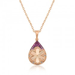 Gümüş Rose Damla Çiçek Bayan Kolye Gümüş Rose Damla Çiçek Bayan Kolye