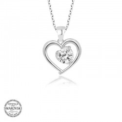 Swarovski Taşlı Gümüş Kalp Bayan Kolye