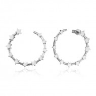 Gümüş Yıldızlı Halka Bayan Küpe Gümüş Yıldızlı Halka Bayan Küpe