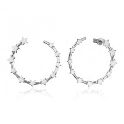 Gümüş Yıldızlı Halka Bayan Küpe Gümüş Yıldızlı Halka Bayan Küpe