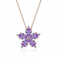 Gümüş Rose Lila Kamelya Çiçeği Kolye Gümüş Rose Lila Kamelya Çiçeği Kolye