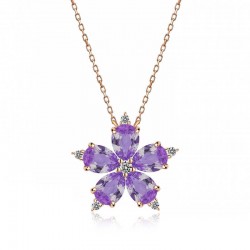 Gümüş Rose Lila Kamelya Çiçeği Kolye Gümüş Rose Lila Kamelya Çiçeği Kolye