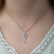 Gümüş Tenis Raketi Bayan Kolye Gümüş Tenis Raketi Bayan Kolye