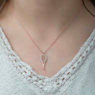 Gümüş Rose Tenis Raketi Bayan Kolye Gümüş Rose Tenis Raketi Bayan Kolye